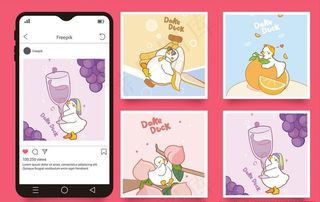 小清新鸭子水果图片