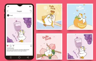 小清新鸭子水果图片