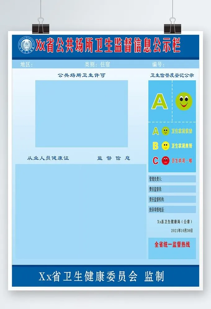 公共场所卫生监督信息公示栏图片cdr矢量模版下载