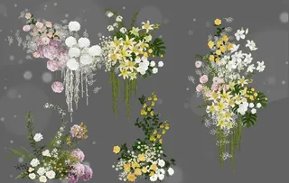 婚礼小清新花艺手绘素材图片