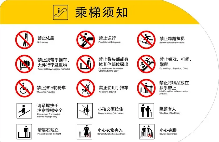 扶梯乘梯须知图片cdr矢量模版下载