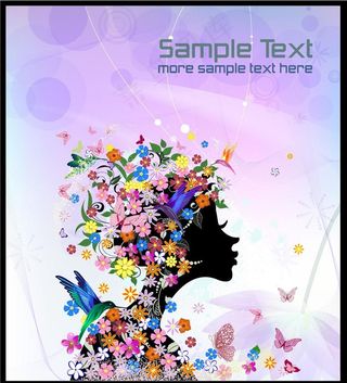 蝴蝶花朵美女图片