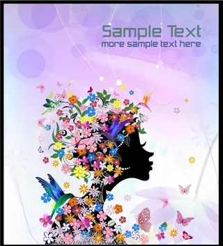 蝴蝶花朵美女图片