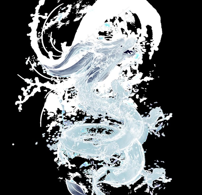 手绘一条水龙元素水龙透明图图片(2000x2000)psd模版下载