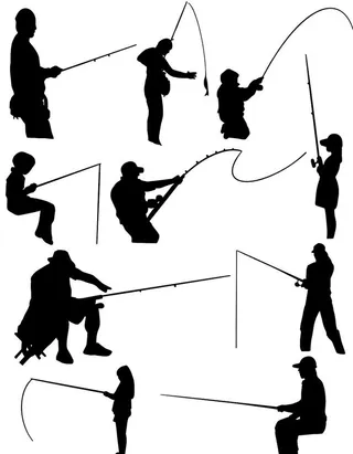 钓鱼剪影图片