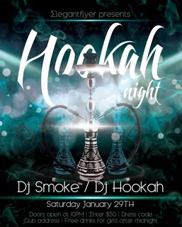 蓝色梦幻阿拉伯水烟展板海报图片