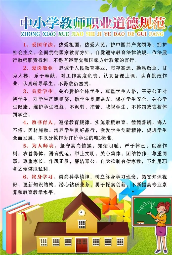 中小学教师职业道德规范图片cdr矢量模版下载