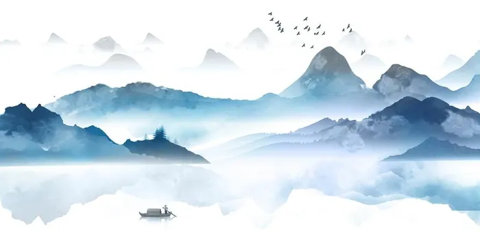 山水墨画图片(4000x2000)psd模版下载