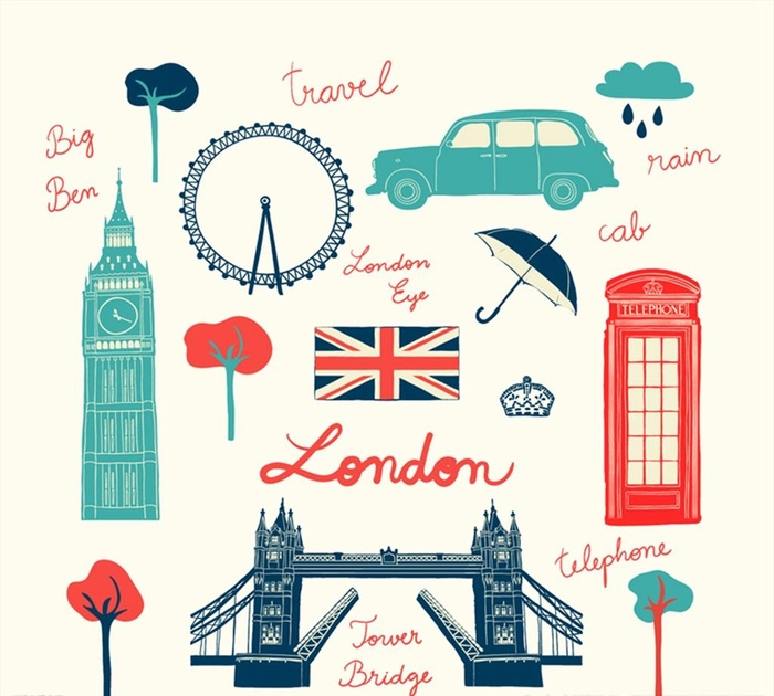 英国伦敦旅行元素图片