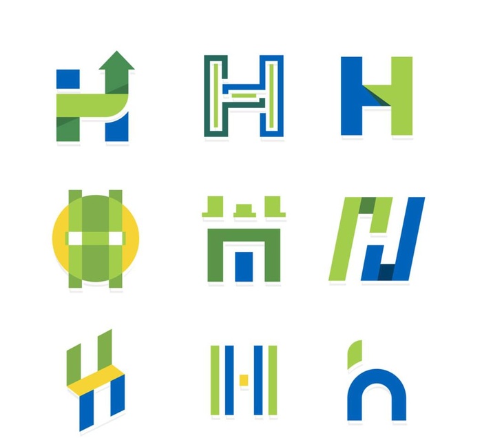 9款创意大写字母h标志矢量图图片