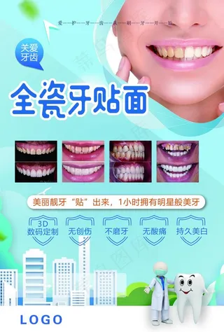 牙科展板 口腔科展板 全瓷牙贴图片