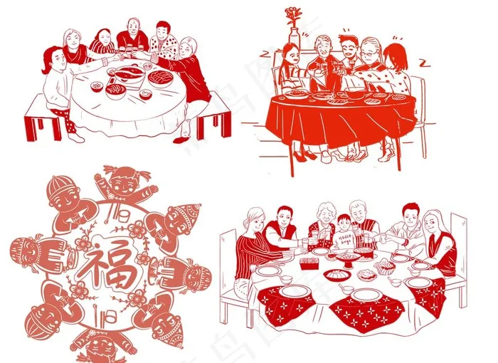 剪影   年夜饭图片(6887x5232)psd模版下载