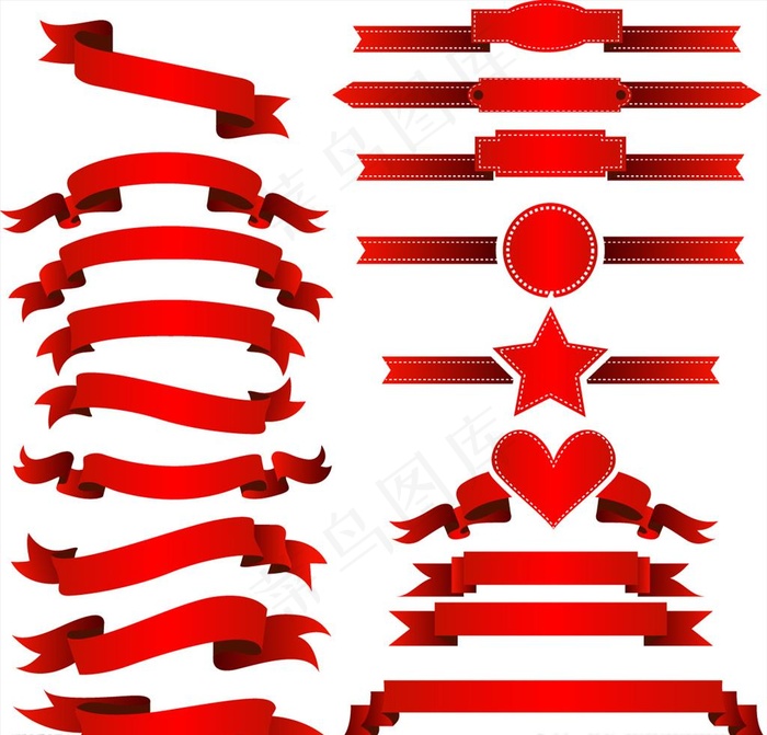 矢量红色喜庆祝贺彩带图片