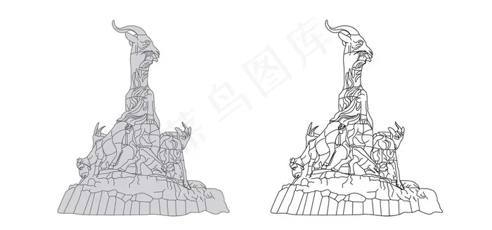广东地标广州五羊石雕五羊石像图片ai矢量模版下载