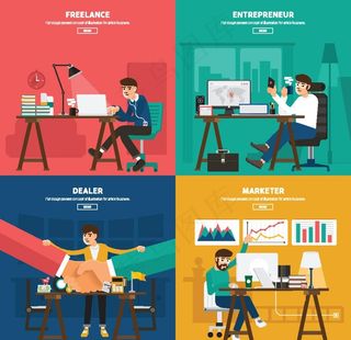 办公室插画图片