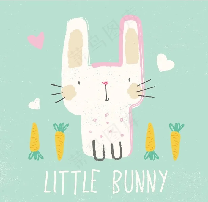 手绘卡通兔子图片eps,ai矢量模版下载