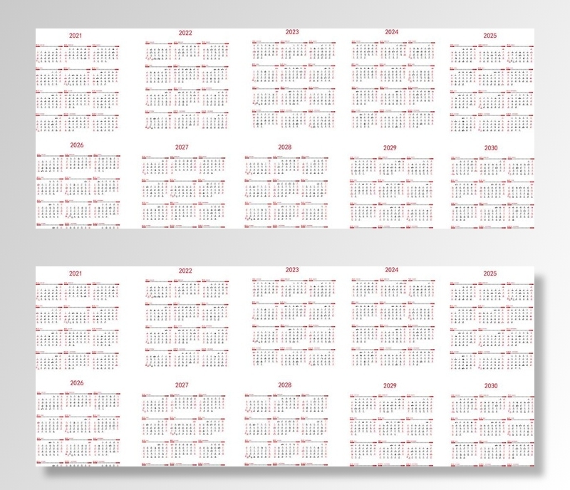 2021-2030年日历年历台图片ai矢量模版下载