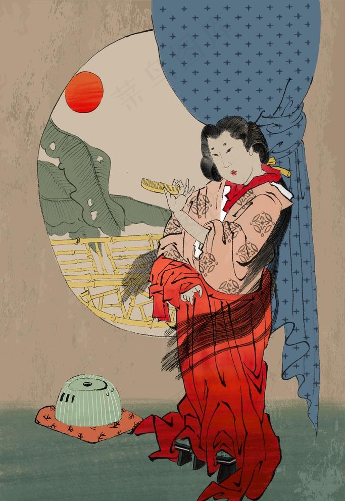 浮世绘插画图片(3545x5315)psd模版下载
