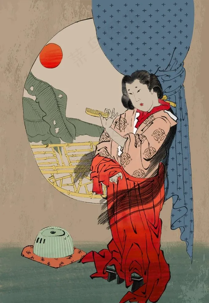 浮世绘插画图片(3545x5315)psd模版下载