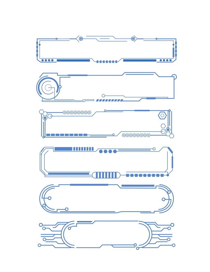 蓝色科技感线条边框标题框文本框图片(6400x8557)