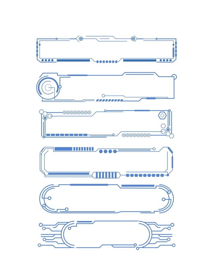 蓝色科技感线条边框标题框文本框图片