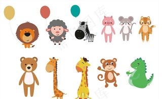 卡通动物  长颈鹿 恐龙 猫 图片