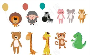 卡通动物  长颈鹿 恐龙 猫 图片