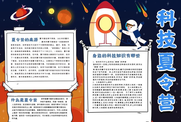科技夏令营手抄报图片(2481x1754)psd模版下载