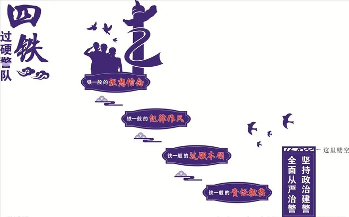 四个过硬警队文化墙图片cdr矢量模版下载