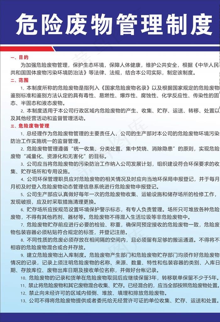 危险废物管理制度图片cdr矢量模版下载