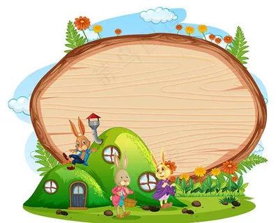 卡通儿童画树屋矢量图片