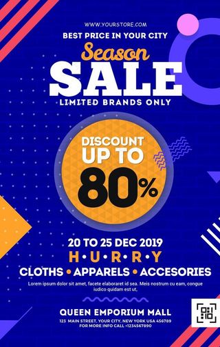 蓝色几何促销海报图片