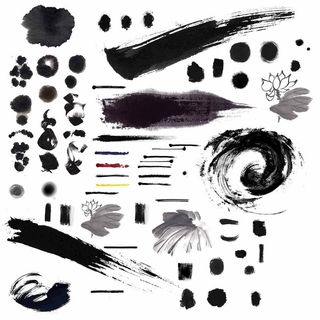 水墨抠图笔刷墨点分层素材图片