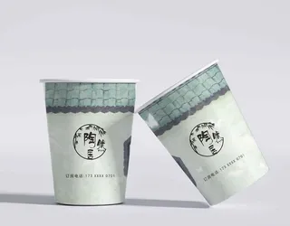 古风纸杯 广告纸杯 纸杯模版图片