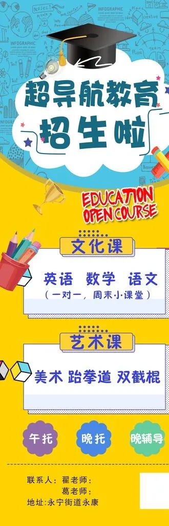 教育招生展架图片(1644x4649)psd模版下载