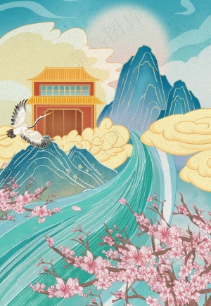 国潮山水图片
