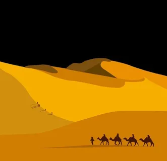 沙漠骆驼剪影图片