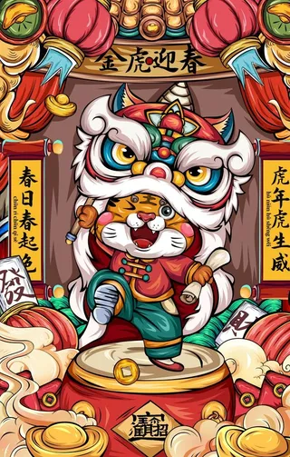 虎年海报插画设计   图片