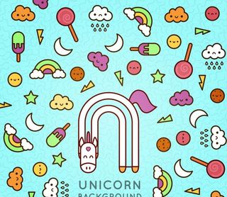 彩色独角兽和冷饮无缝背景矢量素图片
