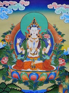 四臂观音单尊唐卡图片