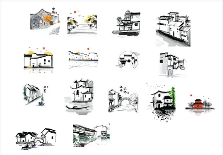 水墨建筑画图片 水墨建筑画图片