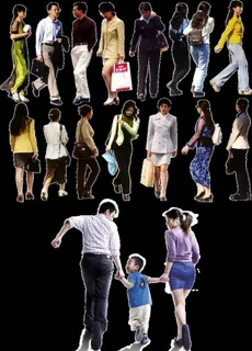 行人 路人 散步 一家三口图片