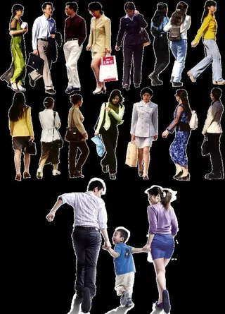 行人 路人 散步 一家三口图片