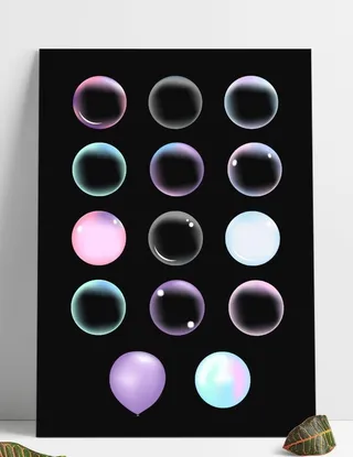 彩色泡泡透明水气泡气球节日元素图片