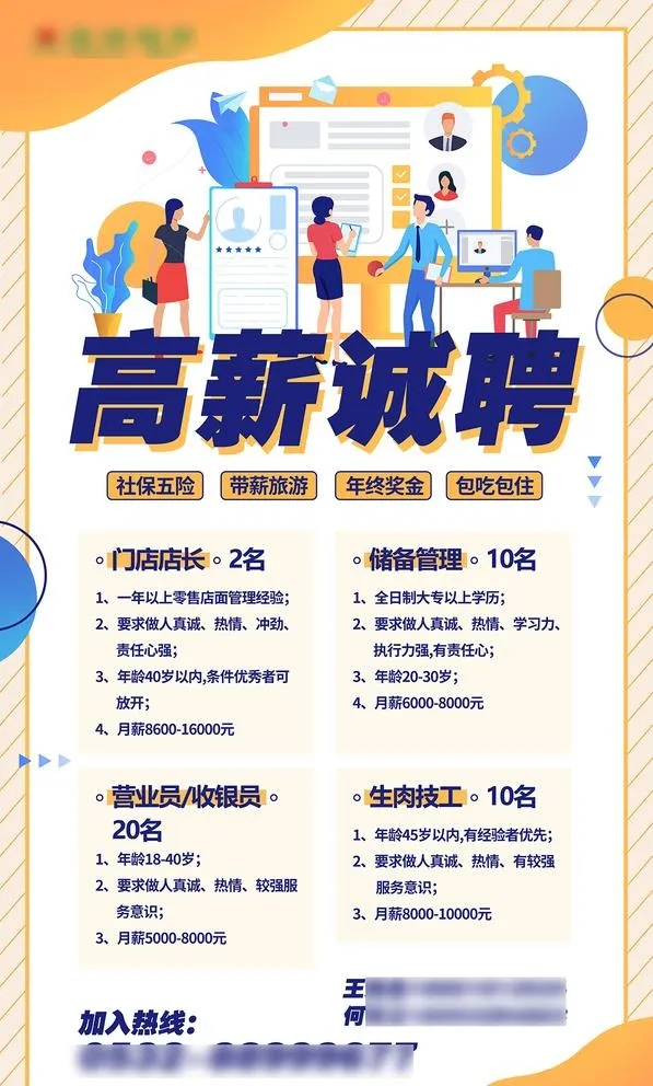 超市招聘海报图片(4134x7087)psd模版下载