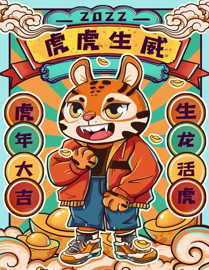 虎年国潮卡通插画    图片(3543x4724)psd模版下载