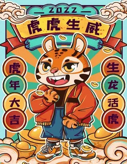虎年国潮卡通插画    图片 虎年国潮卡通插画    图片