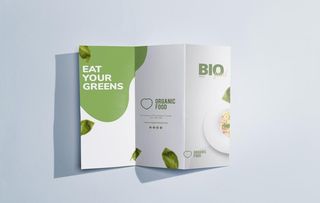 绿色美食三折页样机图片