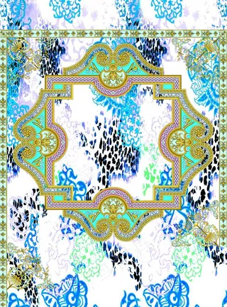 豹纹 面料花复古边框TIF分层图片