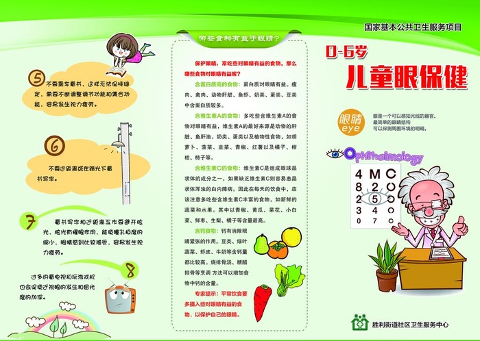 儿童眼保健三折页图片(3437x2551)psd模版下载